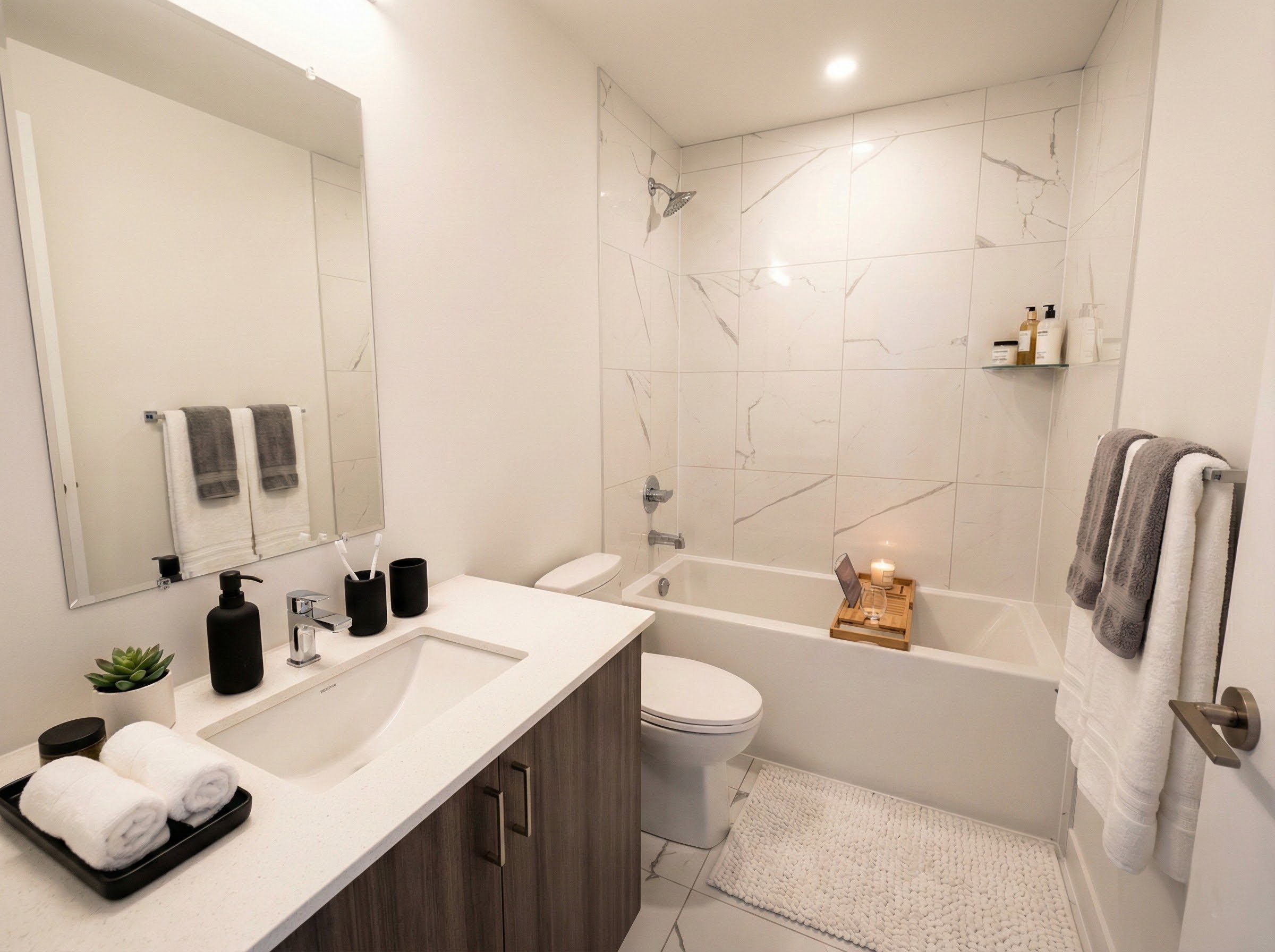 Modern ensuite bathroom with contemporary fixtures in Unit 2611 at Ellie Condos, North York